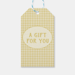 Vintage Yellow Chequerboard Pattern Custom  Gift Tags