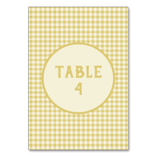 Vintage Yellow Chequerboard Pattern Custom Table Number