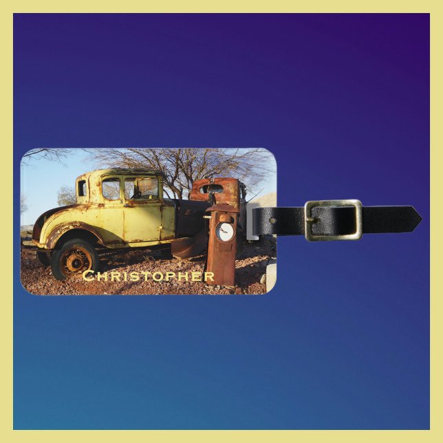 Vintage Yellow Coupe Custom Luggage Tag (Creator Uploaded)