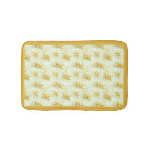 Vintage Yellow Daffodil Floral Flower Bath Mat