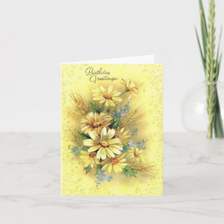 Vintage Yellow Daisies Birthday Card