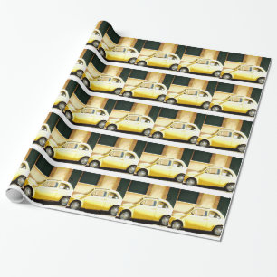 Vintage Yellow Fiat 500 in Italy Wrapping Paper