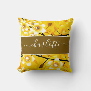 Vintage Yellow Floral Botanical Cushion