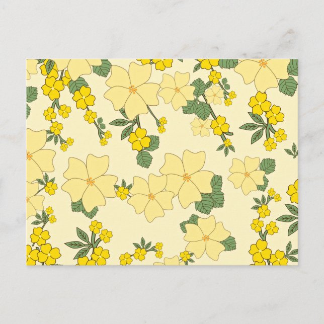 Vintage Yellow Floral Pattern Illustration Postcard (Front)