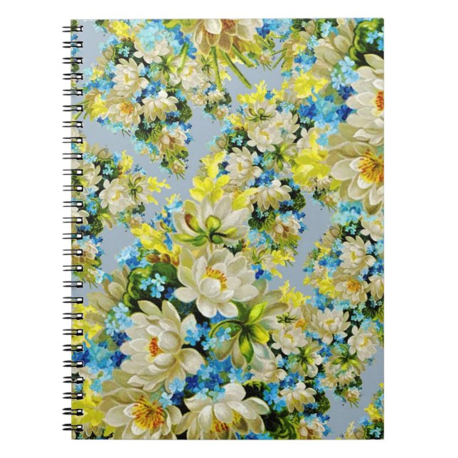 Vintage yellow floral pattern notebook (Front)