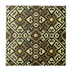 vintage yellow flower greek tiles