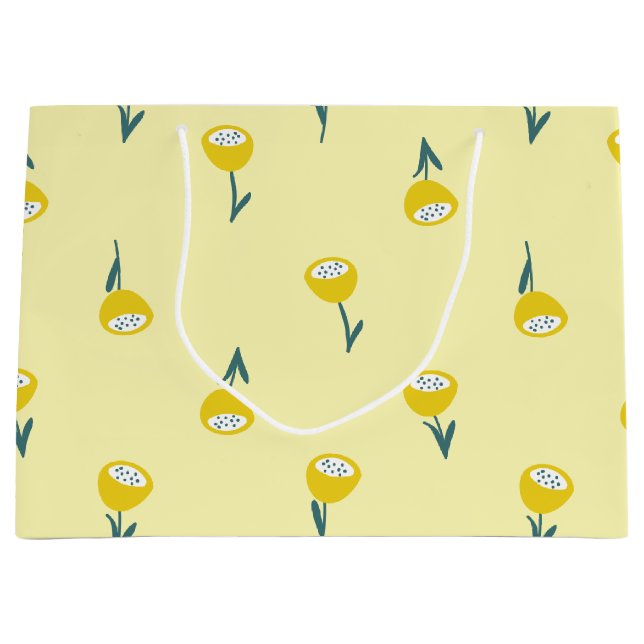 Vintage Yellow Flowered Large Gift Bag (Front)
