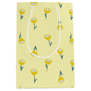 Vintage Yellow Flowered Medium Gift Bag