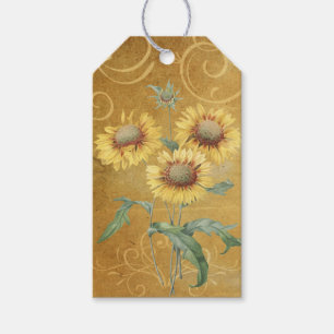 Vintage Yellow Flowers and Swirls Gift Tags