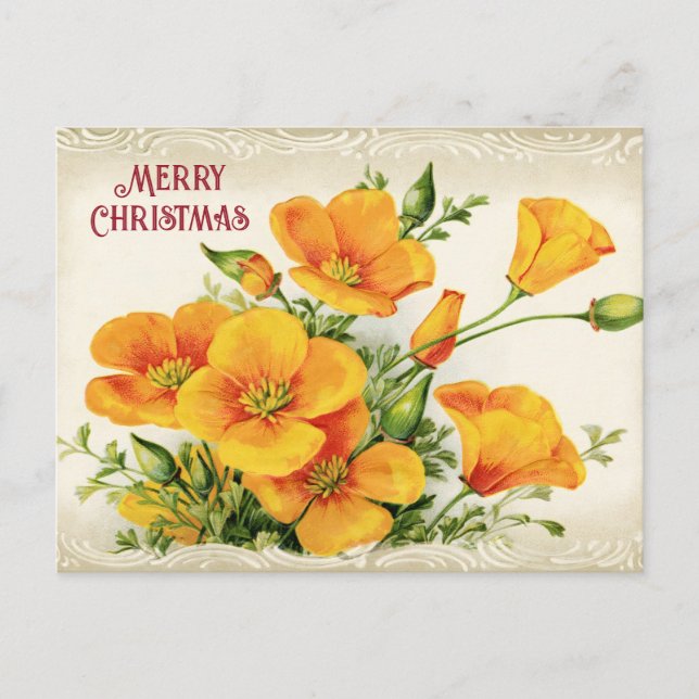 Vintage Yellow Flowers Greeting Holiday Postcard (Front)