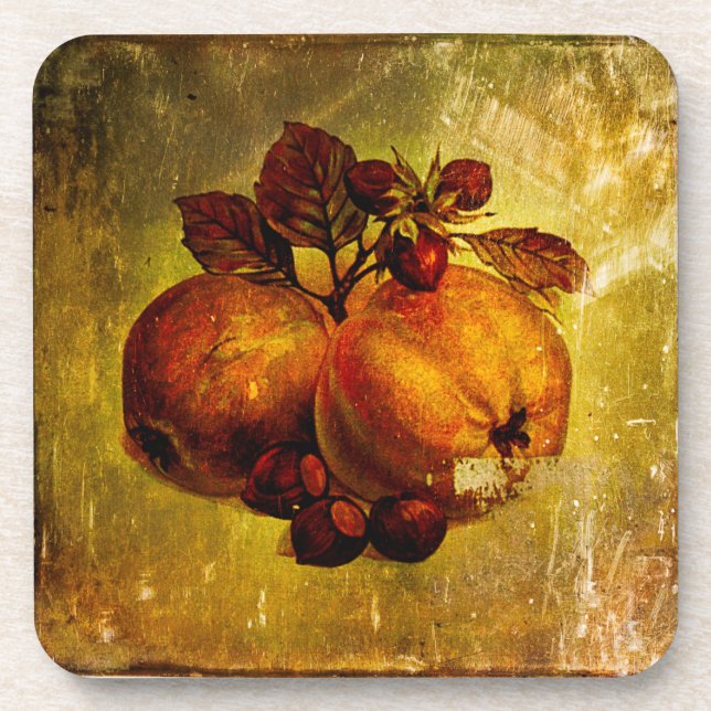 Vintage yellow fruit coasters (Front)