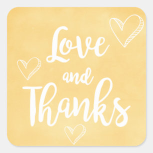 Vintage Yellow Gold Thank You Hearts Love Square Sticker