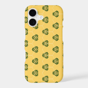 Vintage Yellow Green Barcelona Flower Pattern