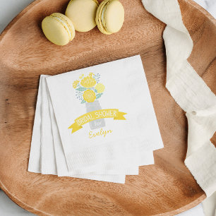 Vintage Yellow Grey Mason Jar Bridal Shower Napkin