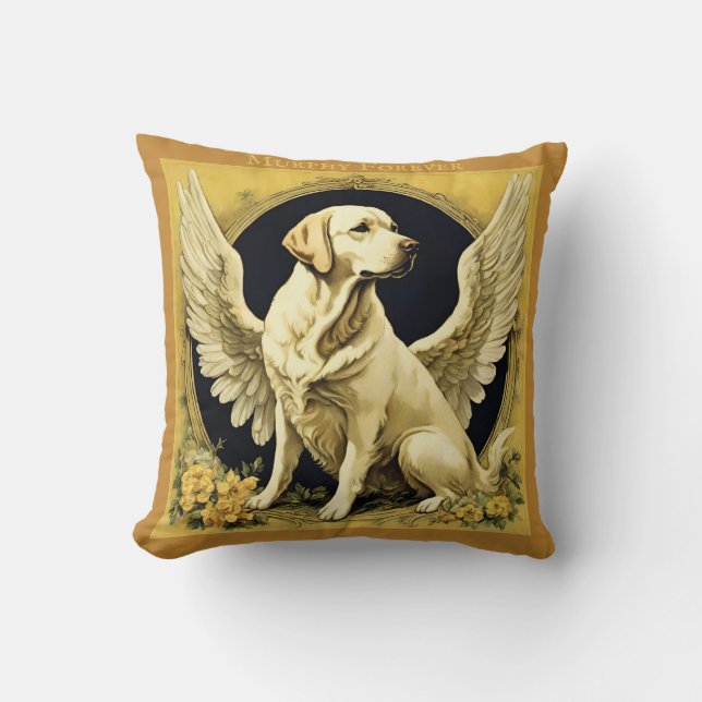 Vintage Yellow Labrador Angel  Cushion (Front)