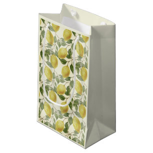 Vintage Yellow Lemons Green Leaves Plain No Text Small Gift Bag