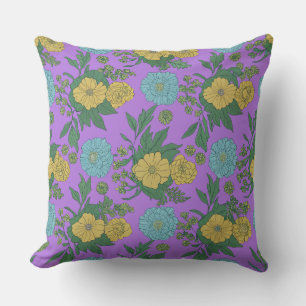 Vintage Yellow & Mint Botanical Design Cushion