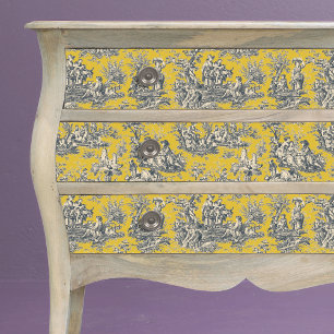 Vintage Yellow Mustard Floral Toile de Jouy Tissue Paper