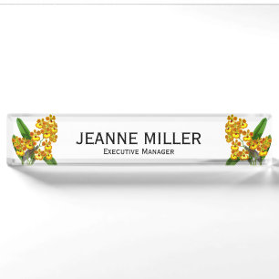 Vintage Yellow Orange Exotic Orchid Flower Nameplate