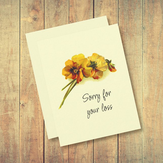Vintage Yellow Pansy Flowers Sympathy Card  (Creator Uploaded)