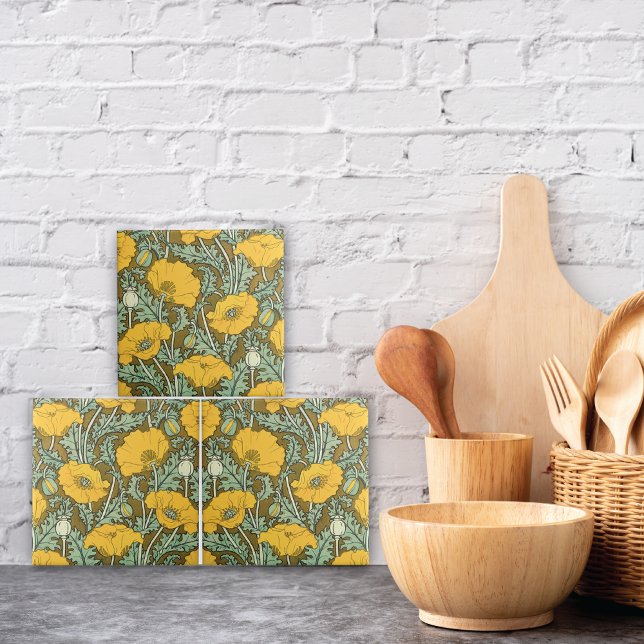 Vintage Yellow Poppies Verneuil Ceramic Tile (Creator Uploaded)
