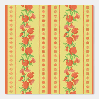 Vintage Yellow Red Green Pomegranate Pattern Wallpaper
