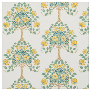 Vintage Yellow Rose Bush 1909 Arts & Crafts Fabric