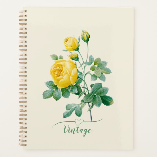 Vintage Yellow Rose Fine art  Planner (Front)