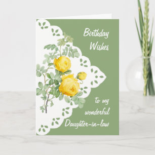 Vintage Yellow Rose Flower Daughter-in-law Card