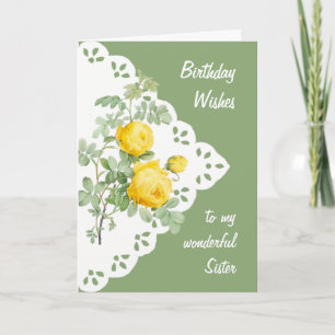 Vintage Yellow Rose Flower Sister Card