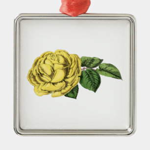 Vintage Yellow Rose Metal Tree Decoration