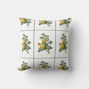 Vintage yellow rose painting cushion
