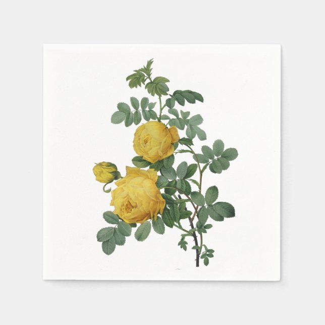 Vintage yellow rose painting napkin (Front)