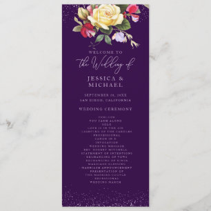 Vintage Yellow Rose Pink Sweet Pea Bouquet Purple Program
