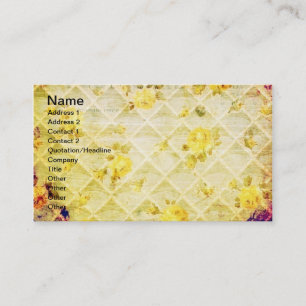 Vintage Yellow Rose Wallpaper Grunge Business Card