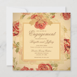 Vintage yellow rustic red rose custom engagement save the date