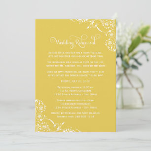 Vintage Yellow Scroll Wedding Rehearsal and Dinner Invitation
