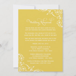 Vintage Yellow Scroll Wedding Rehearsal and Dinner Invitation