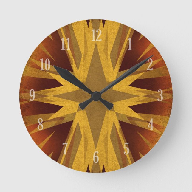 Vintage yellow starburst round clock (Front)