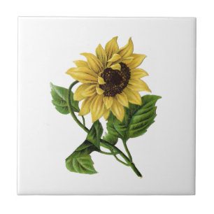 Vintage Yellow Sunflower Ceramic Tile