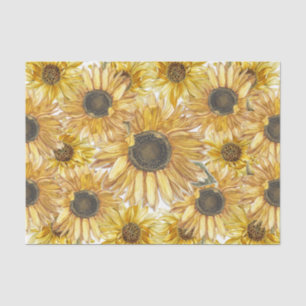 Vintage Yellow Sunflower Floral Decoupage  Tissue Paper