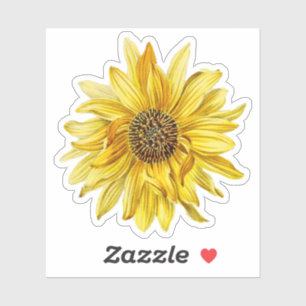 Vintage Yellow Sunflower Floral Sticker