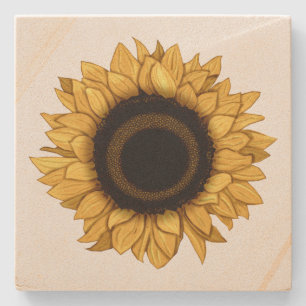 Vintage Yellow Sunflower Stone Coaster