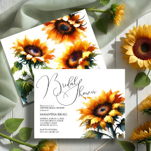 Vintage Yellow Sunflower Summer Bridal Shower Announcement Postcard