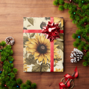 Vintage Yellow Sunflower Wrapping Paper