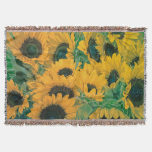 Vintage Yellow Sunflowers Artwork   Throw Blanket