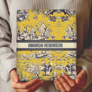 Vintage Yellow Toile de Jouy Floral Monogram Wrapping Paper Sheet