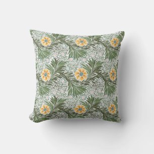 Vintage Yellow White and Green Floral Baroque Cushion