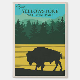 Vintage Yellowstone National Park Bison Buffalo Magnet