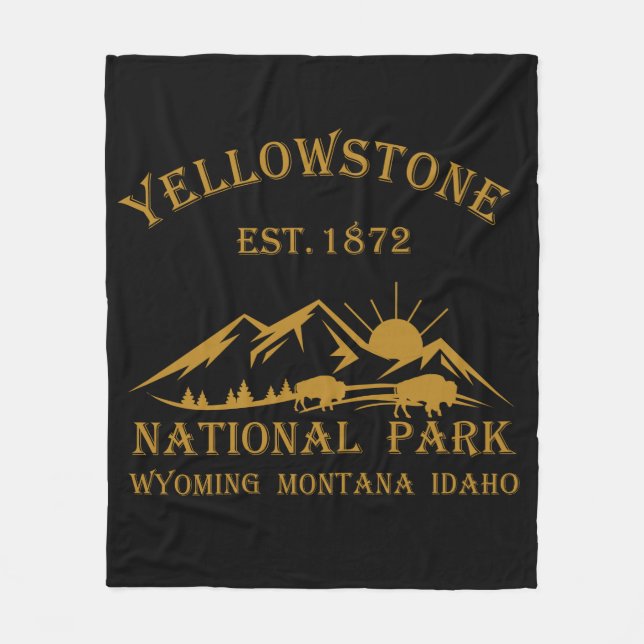 Vintage Yellowstone National Park Fleece Blanket (Front)
